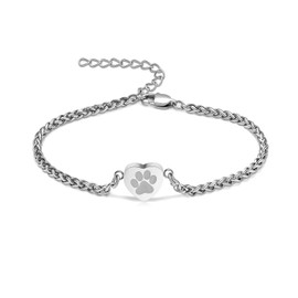 QGJNSGC Pet Paw Urn Bracelet for Ashes Heart Cremation Jewelry Bracelet Ashes Bracelets for Men Women Memorial Keepsake Bangle Bracelet for Human Pet (Silver)