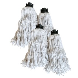 LSC Cotton Mop HEAD ONLY Replacements Pack of 4 – Super Absorbent Floor Mop Heads Twist and Lock Design with Plastic Socket Heavy-Duty String Refills for Floor Cleaning (PACK OF 4)