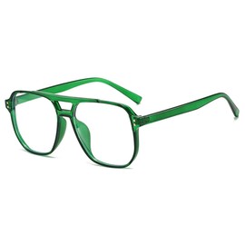 Blue Light Blocking Glasses for Women Men Fake Nerd Clear Square Aviator Computer Lightweight Glasses Frame Oversized (Green)