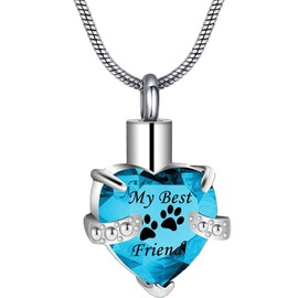 RIMZVIUX Urn Necklace for Ashes Crystal Heart Pet Urns for Dog Cat Ashes Pet Memorial Gift My Best Friends