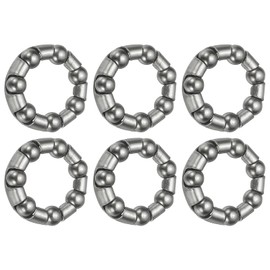 YELARXI Bike Ball Bearings, Bicycle Crank Bearing Retainer Stainless Steel Caged Wheel #1-Fitfor (MTB Bike Crank-Bottom Bracket-Frame Bearing Repair) 3/16" x 7 Balls & 6 Pack & Silver