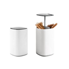 Coollooda Toothpick Case Toothpick Case Push Type Toothpick Holder 4 Compartments Automatic Toothpick Holder Toothpick Holder Toothpick Holder Cotton Swab Holder Interdental Brush Storage Trinket