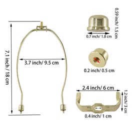 PDETVEO 7Inch Lamp Harp Kit with Removable Standard Lightweight Saddle Base, Table Lamp Shade Stand Lighting Accessories, Horn Frame Lampshade Stand, 2PCs, Polished Brass
