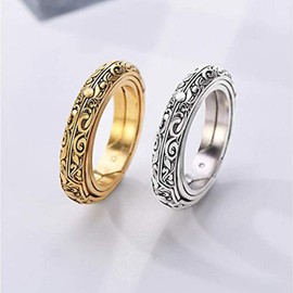 JAJAFOOK Astronomical Sphere Ball Deformation Ring Cosmic Finger Ring Lover Gifts, Alloy Rings Silver 6.25