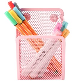 Sanpaint Magnetic Pencil Holder,Mesh Stainless Steel Pen Basket, Metal Writing Utensil Storage Organizer for Whiteboard,Blackboard,Kitchen, Locker, Home, or Office