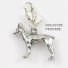 Silver Charm Miniature Pinscher Dog Charm 3-d Solid Sterling Silver