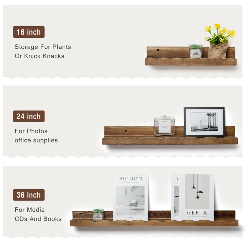 Fun Memories Picture Ledge Shelf for Wall, 36 inch Pine