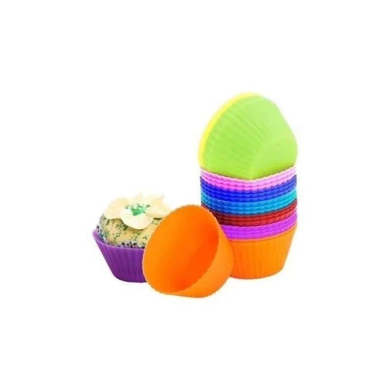 Provloza Moldes 12 Piezas De Silicon Muffins O Cupcakes Mediano
