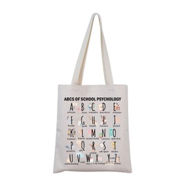 MNIGIU School Psychology Tote Bag School Psych Gift School Psych Thank You Gift Metal Health Gift Psychology Graduation Gift (Alphabet Tote)