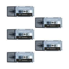Tombow CT-CM5C10-5P Tombow Pencil Correction Tape MONO Mono Pocket (Tape Width 0.2 inches (5 mm x 4 m) Black 5 Pcs