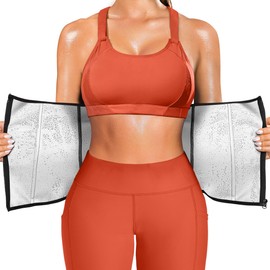 SCARBORO Waist Trainer for Women Belly Fat Sauna Sweat Waist Trimmer Corset for Stomach Wrap Workout Belt Shaper Band Zipper (Black-silver inner, Large)