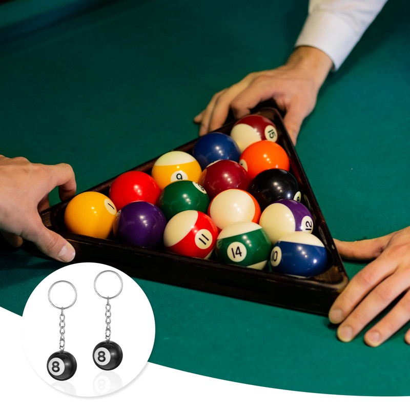 2 PCS 8 Ball Keychain Billiards Ball Keyring Creative Number