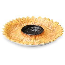 Godinger Porcelain Chips n Dip Bowl, Snack Plate, Chips n Dip Plate, Party Plate, Sunflower Plate 12X12, Outdoor Plate