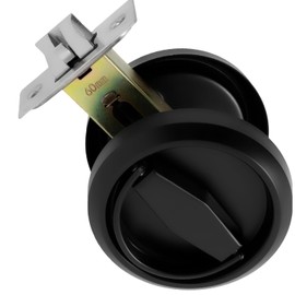 Stainless Steel 304 Black Round Recessed Door Lock, Hidden Recessed Install Cup Door Knob Lock, Recessed Door Handles Pulls Latch Knob, Pocket Door Handle Without Keys (Black)