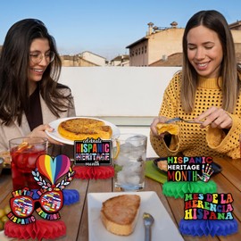 Hispanic Heritage Month Decorations Latin American 3D Double Side Toppers Paper Fans Hispanic Heritage Honeycomb Table Centerpiece National Hispanic Heritage Month Decorations for School Classroom