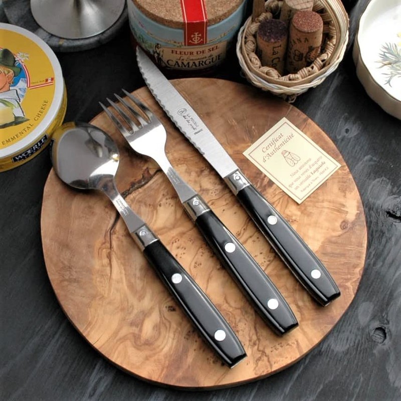 Trampalan Bistro Cutlery Set, Made in France, NERON Noir Black,