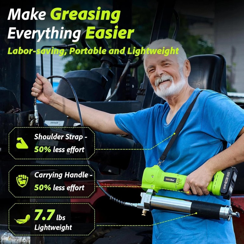‎TaskStar 10000 PSI Cordless Grease Gun LED Electric Grease Gun