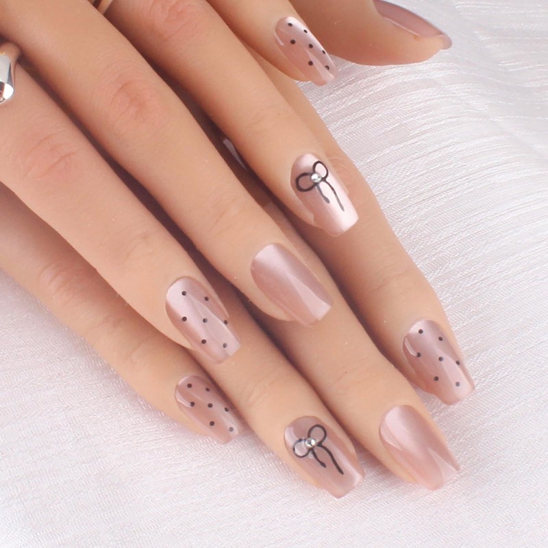 10pcs Handmade Nail Tips Elegant Pink Cents Bride Nail Tips