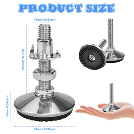 NAROSEBE Adjustable Feet Height Adjustable Furniture Feet Adjustable Stainless Steel Screw Feet Adjusting Screw Table Levelling Feet Furniture Base Foot Adjustable Feet (M10 x 50 mm (Silver))