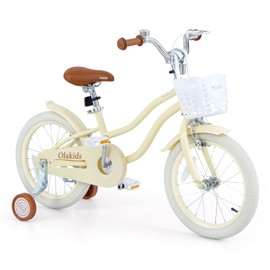 Olakids Kids Bike, 12 14 16 18 Inch Toddlers Bike with Training Wheels Basket Safety Bell Adjustable Seat Handlebar, Children's Bicycle for Girls Boys (18 Inch, Yellow)