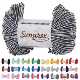 Macrame Yarn 5 mm x 100 m Cotton Cord Perfect for DIY, Yarn for Macrame Cord Over 50 Colours Oeko-Tex Certified - Cotton Cord (White and Black, 5 mm / 100 Metres)