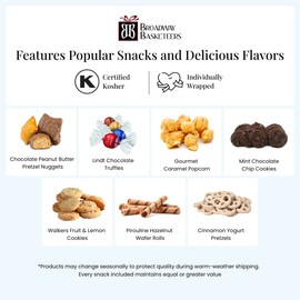 Broadway Basketeers Gourmet Food Gift Basket Tower Snack Gifts for Women, Men, Families, College – Delivery for Holidays, Appreciation, Thank You, Congratulations, Corporate, Get Well Soon Care Package