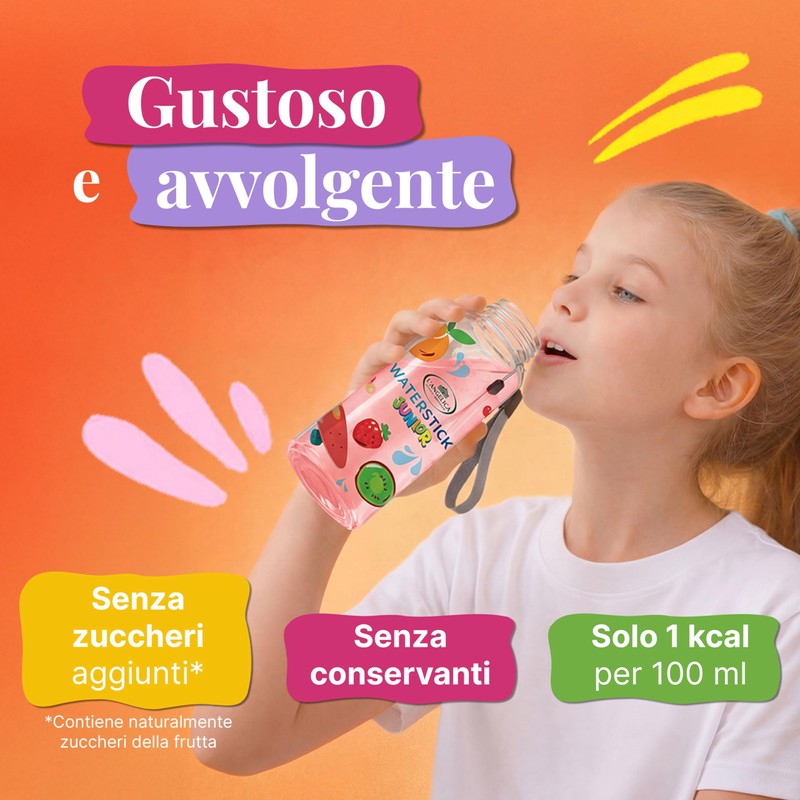 L'Angelica, Waterstick Junior, Gusto Fragola e Banana, Con Frutta, Vitamine,