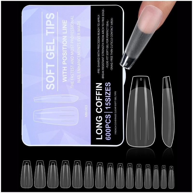 SLNXA 600 Pcs Tips Soft gel OBP, Soft Gel Tips