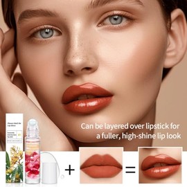Aceite Labial Rollerball, Bálsamo Labial Transparente, Aceite Labial con Diseño de Bola Rodante Transparente, Bálsamo Labial Hidratante Nutritivo para Labios Secos y Agrietados (#2 Watermelon, M)
