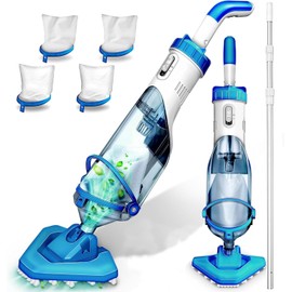 Cordless Handheld Pool Vacuum with Telescopic Pole, Rechargeable Hot Tub SPA Vacuum, 18GPM Powerful Suction, 60Min Runtime, Pools up to 88", Portable Pool Cleaner for Above Ground/Inground Pools