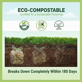 1.6 Gallon Compost Bags with Handles, Small Kitchen Food Scrap Bags for Countertop Compost Bin, 6L, 100 Count, BPI & OK Compostable Certified