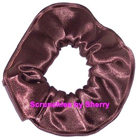 Satin Fabric Hair Scrunchie Handmade by Scrunchies by Sherry (Brown)
