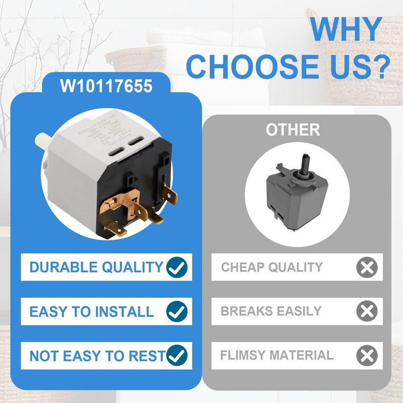 W10117655 Dryer Push to Start Switch Compatible with Some Crosley