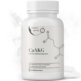 Nature spring® CaAKG Calcium Alphaketoglutarate 60 Capsules High Dose 1000 mg CaAKG in Best Quality without Additives Laboratory Tested in Germany