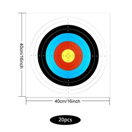 40cm Standard Archery Shooting Targets Paper, 20 Sheets Bullseye Archery Target, 10 Ring, Targets Paper Standard Archery for Hunting Shooting Training Practice, Adult & Kids