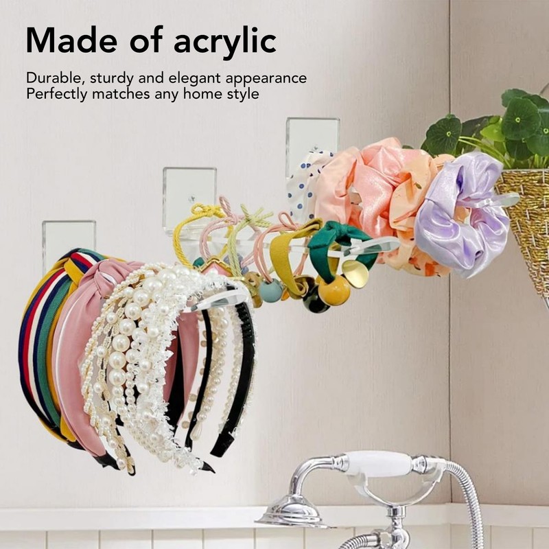 6pcs Acrylic Headband Holder Wall Clear Hanging Headband Organizer Storage