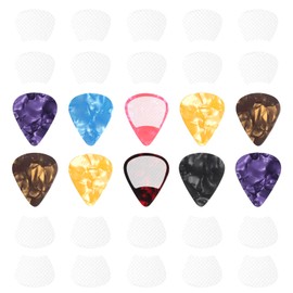 60Pcs Guitar Pick Grips, 0.3mm/0.012in Thin Anti-slip Silicone Grips for Guitar Picks and 10Pcs guitar picks with grip- Help You Hold Guitar Picks Tightly (60pcs transparent grips)