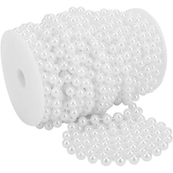 Wakects White Pearl Chain 20m/Roll 10mm Pearl Garland ABS Beading