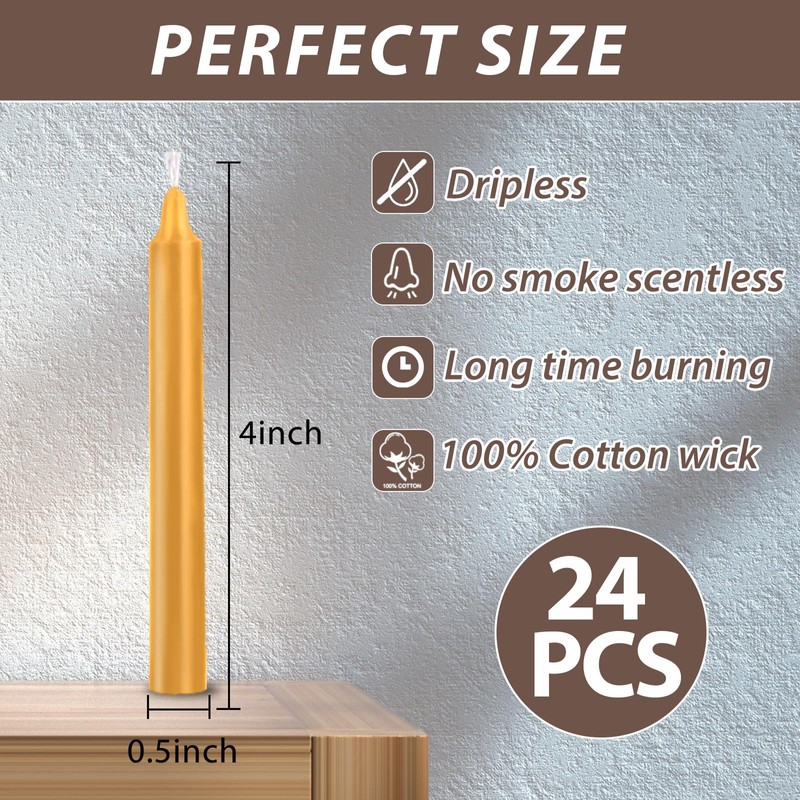 24 Pack Golden Spell Chime Candles – Premium Mini Unscented