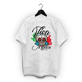 Playera Para Hombre | Calaverita Viva México - Fiestas Patrias y Día de Muertos | Perfecta para Regalo, Tallas Disponibles.