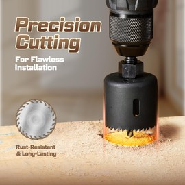 Geinxurn 1-3/8" - 1-3/4" Carbon Steel Door Lock Installation Kit for Wooden Doors with Guide Template, Door Lock Hole Saw (Red)