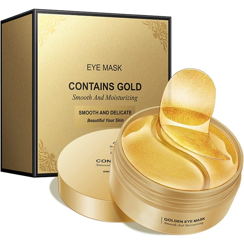 Parches Ojos 24k Oro, 60 Pcs, Colágeno, Contorno de Ojos