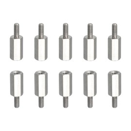 PATIKIL Standoff Screws, 10pcs M2.5x6mm Male to M2x10mm Female 304 Stainless Steel Thread Reducing Hex Standoff Spacer Screw Nuts Thread Adapters Reducer Extender Conversion Fasteners