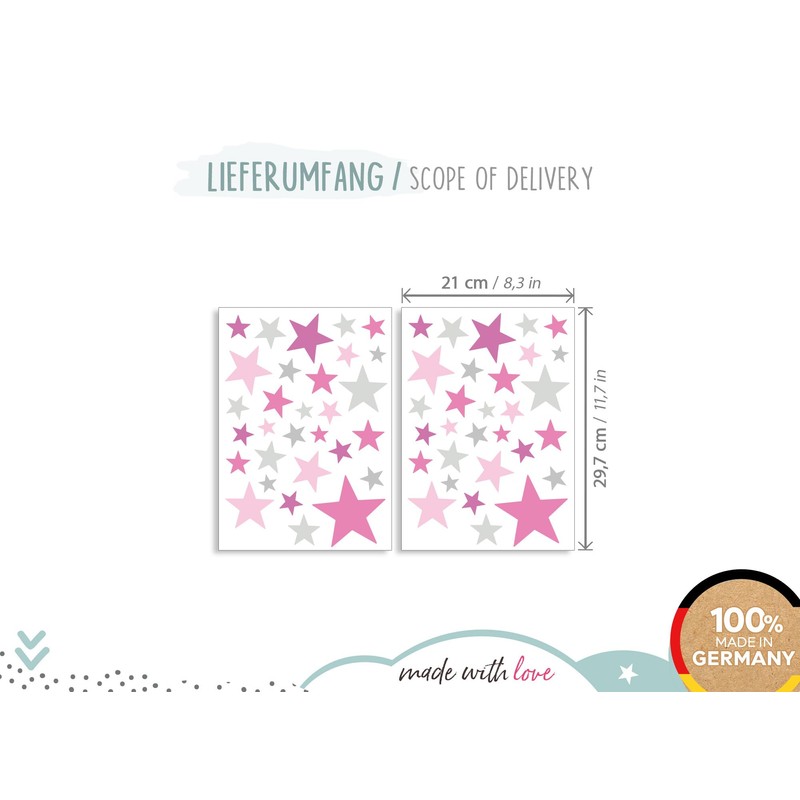 Little Deco DL608 60 Stars Wall Sticker Set for Children's