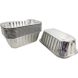 PACTOGO 1 lb. Mini Aluminum Disposable Rectangle Loaf Pans For Serving, Baking, Cooking, Roasting, Broiling, Cakes Made in USA (Pack of 100)