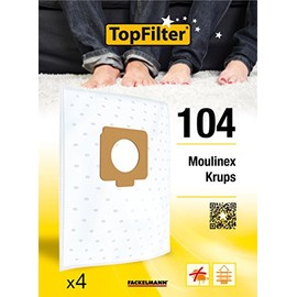 TopFilter 104Â 4Â Vacuum Cleaner Bags for Moulinex Krups Pack of 4Â Dust Bags (30Â x 26Â x Fleece Vacuum Cleaner Bags, 0.1Â cm