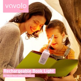 VAVOFO Rechargeable Book Light, Blue Light Blocking, Amber 1600K Clip On Reading Light, Eye Care 7 LEDs kids book light for reading in bed with Power Indicator for Bookworms (Pink)