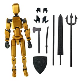 Assembled Large T13 Figure Set - Playable Lucky 13 Figures for Role-Playing and Collecting - 3D Printed Removable Articulated Toys - A Gift for Figure modelers and Collectors! (Gold)