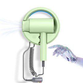 110V Hotel Wall Mounted Hair Dryer for Bathroom（with Night Light） Professional Styling HairDryer for Salon【Blue Light Negative Ions】 Fast Drying Restroom Blow Dryer，Matte Texture - Emerald Green
