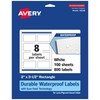 Avery Durable Waterproof Rectangle Labels with Sure Feed, 2" x